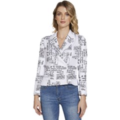 Blackboard Algorithms Black And White Pattern Women s Long Sleeve Revers Collar Cropped Jacket by dflcprintsclothing
