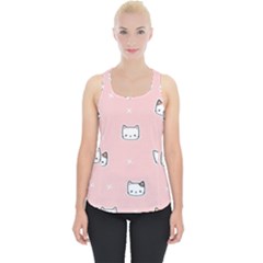Cute Cat Cartoon Doodle Seamless Pink Pattern Piece Up Tank Top by Grandong