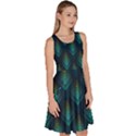 Peacock Texture 3d Pattern Peacock Texture Knee Length Skater Dress With Pockets View3