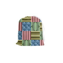 Patchwork Tile Pattern Mosaic Drawstring Pouch (small) by Loisa77