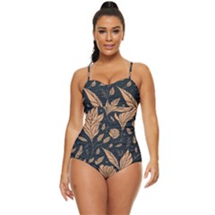 Background Pattern Leaves Texture Retro Full Coverage Swimsuit by Loisa77