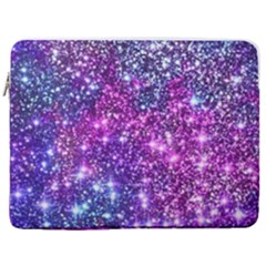 Purple Violet Glitter Galaxy Nebula Space Pattern 17  Vertical Laptop Sleeve Case With Pocket by Perong