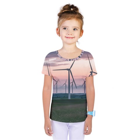 Wind Giants At Twilight Kids  One Piece T-shirt by Tellerarts