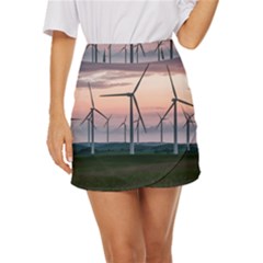 Wind Giants At Twilight Mini Front Wrap Skirt by Tellerarts