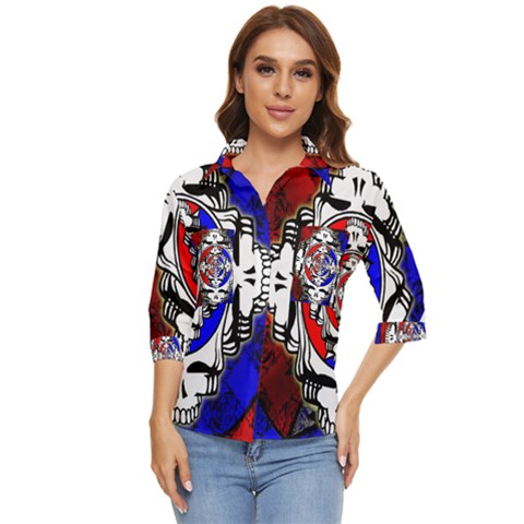 The Grateful Dead Women s Quarter Sleeve Pocket Shirt by Grandong