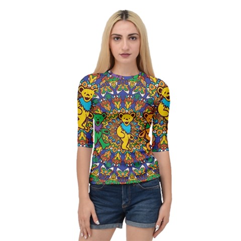 Dead Dancing Bears Grateful Dead Pattern Quarter Sleeve Raglan T-shirt by Grandong