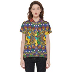 Dead Dancing Bears Grateful Dead Pattern Short Sleeve Pocket Shirt by Grandong