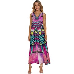 Owl Dreamcatcher V-neck Sleeveless Loose Fit Overalls by Grandong
