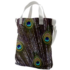 Peacock Bird Feathers Plumage Peacock Canvas Messenger Bag by Perong