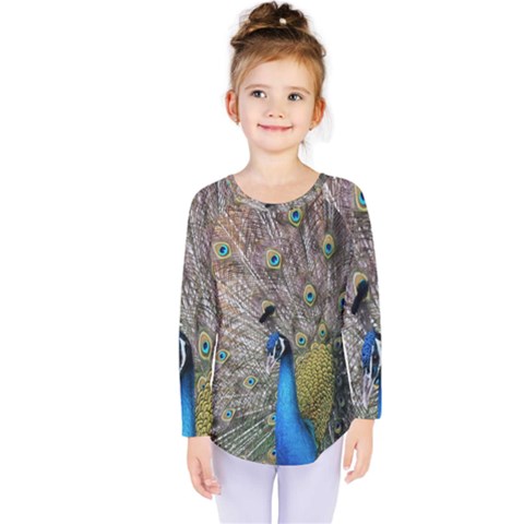 Peacock Bird Animal Peafowl Kids  Long Sleeve T-shirt by Perong