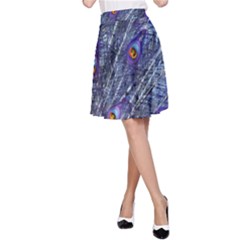 Peacock Bird Feathers Coloured Plumage A-line Skirt by Perong