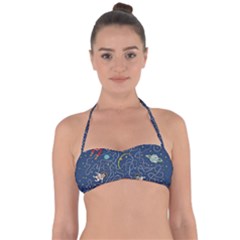 Cat Space Astronaut Rocket Maze Tie Back Bikini Top by Perong