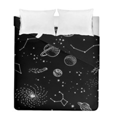 Black Space Drawing Art Planet Drawing Stars Black Space Galaxy Outer Space Duvet Cover Double Side (full/ Double Size) by Perong