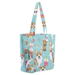 Corgi Boba Tea Bubble Tea Kawaii Food Welsh Corgis Dog Pattern Everyday Shoulder Bag With Pouch Bag by Perong