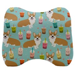 Corgi Boba Tea Bubble Tea Kawaii Food Welsh Corgis Dog Pattern Velour Head Support Cushion by Perong