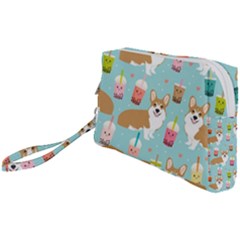 Corgi Boba Tea Bubble Tea Kawaii Food Welsh Corgis Dog Pattern Wristlet Pouch Bag (small) by Perong