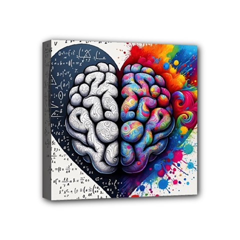 Brain Heart Math Mini Canvas 4  X 4  (stretched) by Salmanaz77