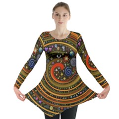 Swirl Vortex Emoji Cyclone Motion Art Long Sleeve Tunic  by Paksenen