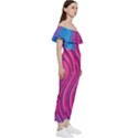 Spiral Swirl Pattern Light Circle Bardot Ruffle jumpsuit View3