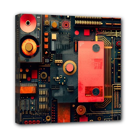 Tech Technology Pattern Mini Canvas 8  X 8  (stretched) by Salmanaz77