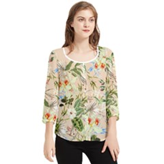 Textile Fabric Tropical Chiffon Quarter Sleeve Blouse by Paksenen