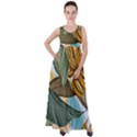 Monstera Palm Leaves Plants Empire Waist Velour Maxi Dress View1