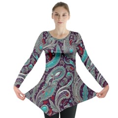 Seamless Pattern Paisley Decorative Long Sleeve Tunic  by Paksenen