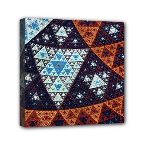 Fractal Triangle Geometric Abstract Pattern Mini Canvas 6  X 6  (stretched) by Cemarart