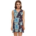 Fractal Triangle Geometric Abstract Pattern Tiered Sleeveless Mini Dress View1