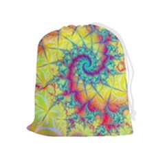 Fractal Spiral Abstract Background Vortex Yellow Drawstring Pouch (xl) by Ket1n9