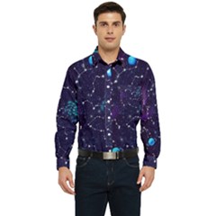 Realistic Night Sky Poster With Constellations Men s Long Sleeve Pocket Shirt  by Ket1n9