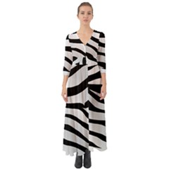 White Tiger Skin Button Up Boho Maxi Dress by Ket1n9