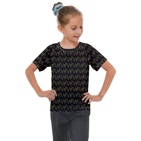 Fern Pattern 2 Black Kids  Mesh Piece T-shirt by snowwhitegirl