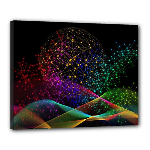 Particles Waves Line Multicoloured Canvas 20  X 16  (stretched) by Proyonanggan