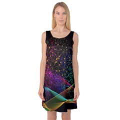Particles Waves Line Multicoloured Sleeveless Satin Nightdress by Proyonanggan