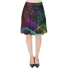 Particles Waves Line Multicoloured Velvet High Waist Skirt by Proyonanggan