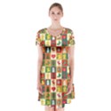 Template Christmas Pattern Short Sleeve V-neck Flare Dress View1