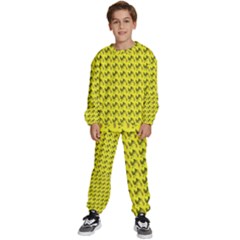 Fern Pattern 2 Yellow Kids  Sweatshirt Set by snowwhitegirl