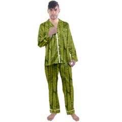 Fern Texture Nature Leaves Men s Long Sleeve Satin Pajamas Set by Posterlux