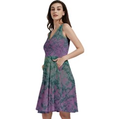 Colorful Duotone Abstract Print Sleeveless V-neck Skater Dress With Pockets by dflcprintsclothing