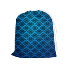 Pattern Texture Geometric Blue Drawstring Pouch (xl) by anzea