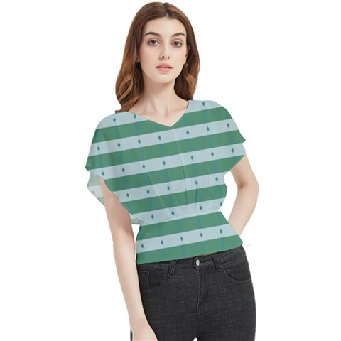 Pattern Triangle Butterfly Chiffon Blouse by anzea