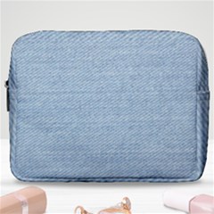 Blue Denim Texture, Macro Make Up Pouch (large) by kyorashop23