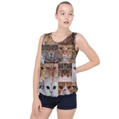 Breeds Of Cats Collage Bubble Hem Chiffon Tank Top by kyorashop23