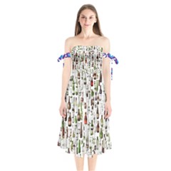 Bottle Chic Print Patterns Shoulder Tie Bardot Midi Dress by BellaVistaTshirt02