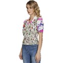 Bottle Chic Print Patterns Puffed Short Sleeve Button Up Jacket View2