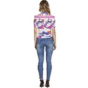 Bottle Chic Print Patterns Puffed Short Sleeve Button Up Jacket View4