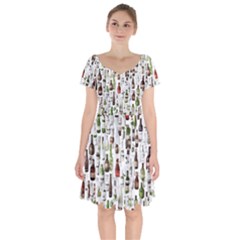 Bottle Chic Print Patterns Short Sleeve Bardot Dress by BellaVistaTshirt02