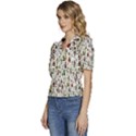 Bottle Chic Print Patterns Puffed Short Sleeve Button Up Jacket View2