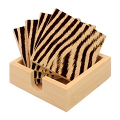Zebra Texture, Zebra Wool, White Black Background Bamboo Coaster Set by kyorashop23